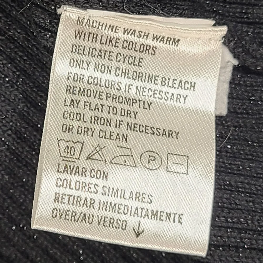 LIZ CLAIBORNE Turtleneck Black Sparkle Stretch Womens Medium Metallic Thread - Picture 6 of 9